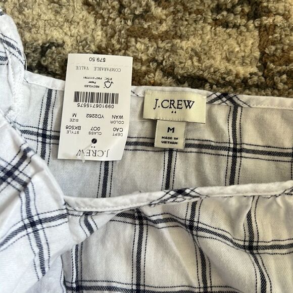 J CREW FACTORY | White | Flannel SQUARENECK RUFFLE TOP - Picture 5 of 5